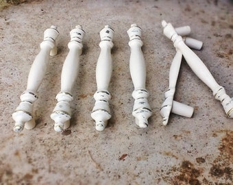 Creamy Ivory White Finial Cabinet Door Pulls-Distressed-Petite Drawer Handle-Spring Home Decor-Cupboard-French Decor-Knobs 3 inch mounting
