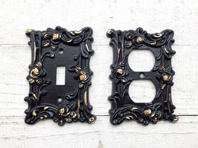 Light Switch Cover In Victorian Black Switch Cover Etsy