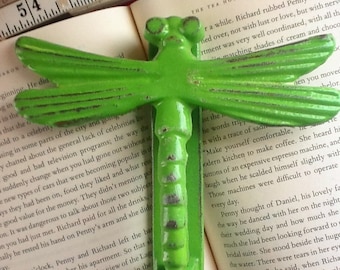 Dragonfly Door Knocker-In Pea Green--Front Door-Garden Decor-Distressed-Shed-Insects-Spring Home Decor-Bright Bold Colors-Woodland-Fun Finds
