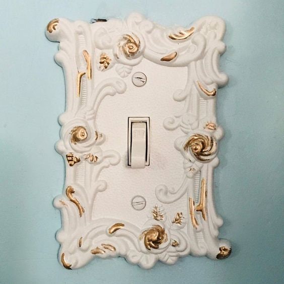 Metal Wall Decorlight Switch Coverin White Shabby Etsy UK