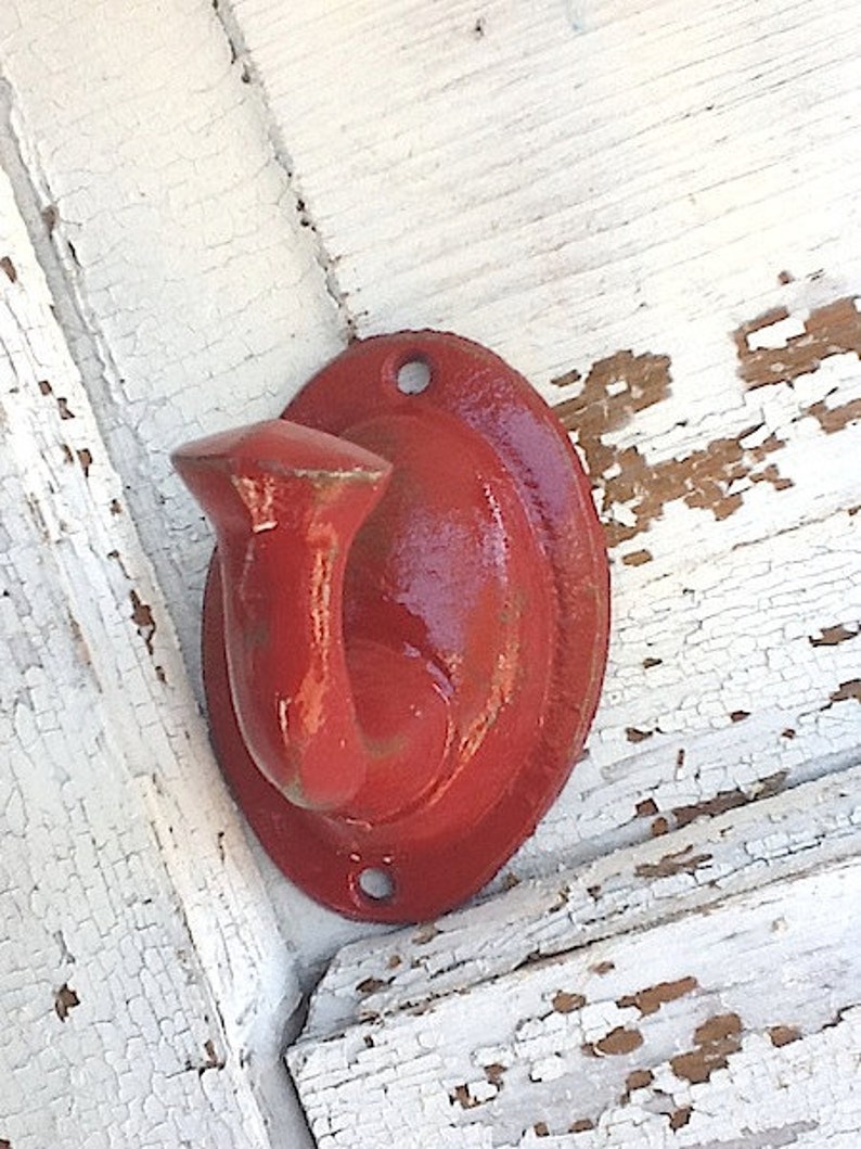 Country Red Wall Hookrustic Cast Iron Dog Leash Holder Etsy