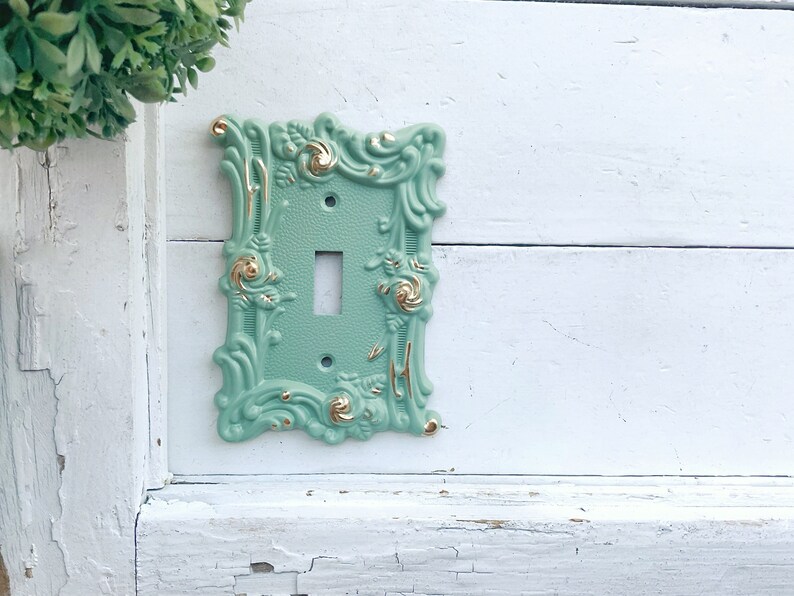 Light Switch Cover, In SAGE GREEN Switch Cover, Lightswitch Cover, Light Switch Cover Plates,Shabby Chic,Custom Light Switch Cover image 1