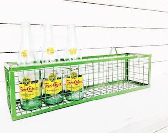 Distressed Metal Wall Basket Bathroom Organizer, Kitchen Organizer, Bathroom Storage, Industrial Bathroom, Hand Towel Rack, In Bright Green