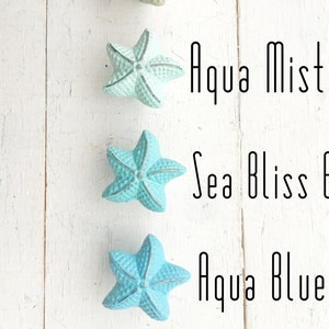 Starfish Drawer Knob In PASTELS Shabby Chic Distressed Metal-Sea Glass Blue Seaside Cottage-Nautical Childrens Room-Coastal Bathroom Bild 3