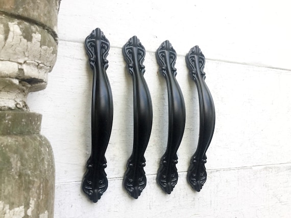black dresser drawer handles 1 Victorian Handle , 2.5 Shabby Chic Black Pull, Black Kitchen Cabinet Antique Black Pull 2 1/2 Centers 64 mm SPRING Long Mermaid Cowl Neck bohemian Solid structure brings excellent Size:7.5