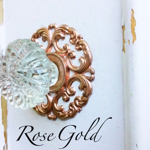 ROSE GOLD Shabby Chic Dresser Knob Pull , Drawer Knobs , Pulls Handles , Rose Gold Cabinet Handle Pull Knob, Rustic Kitchen Cabinet ,