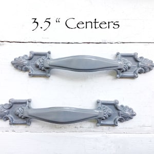 Vintage Drawer Pulls 3.5 &quot; Centers Shabby Chic Knobs , Farmhouse Style , Modern Grey Pulls  , Cottage Chic Knobs , Modern Farmhouse