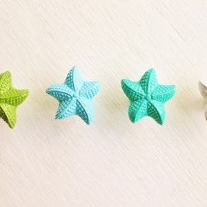 Starfish Drawer Knob In Aqua Shabby Chic Distressed Metal-Sea Glass Blue -Seaside Cottage-Nautical Childrens Room-Coastal Bathroom