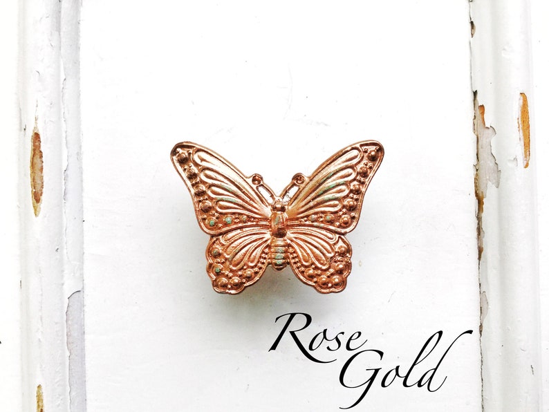 Rose Gold Butterfly Knobs Decorative Knobs Drawer Knobs Etsy