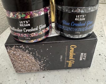 Let’s Resin Crushed Glass 100g x 2 Blue & Multicolor.