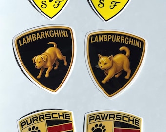 Cat & Dog Luxury Crest Sticker | Sports Car Inspired Vinyl Stickers