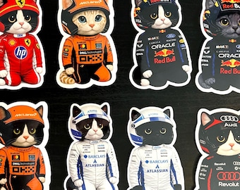 F1 Racing Cat Stickers