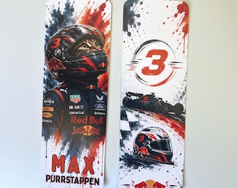 Max Purrstappen Racing Cat Bookmark, Double-Sided Glossy Race Car Bookmark