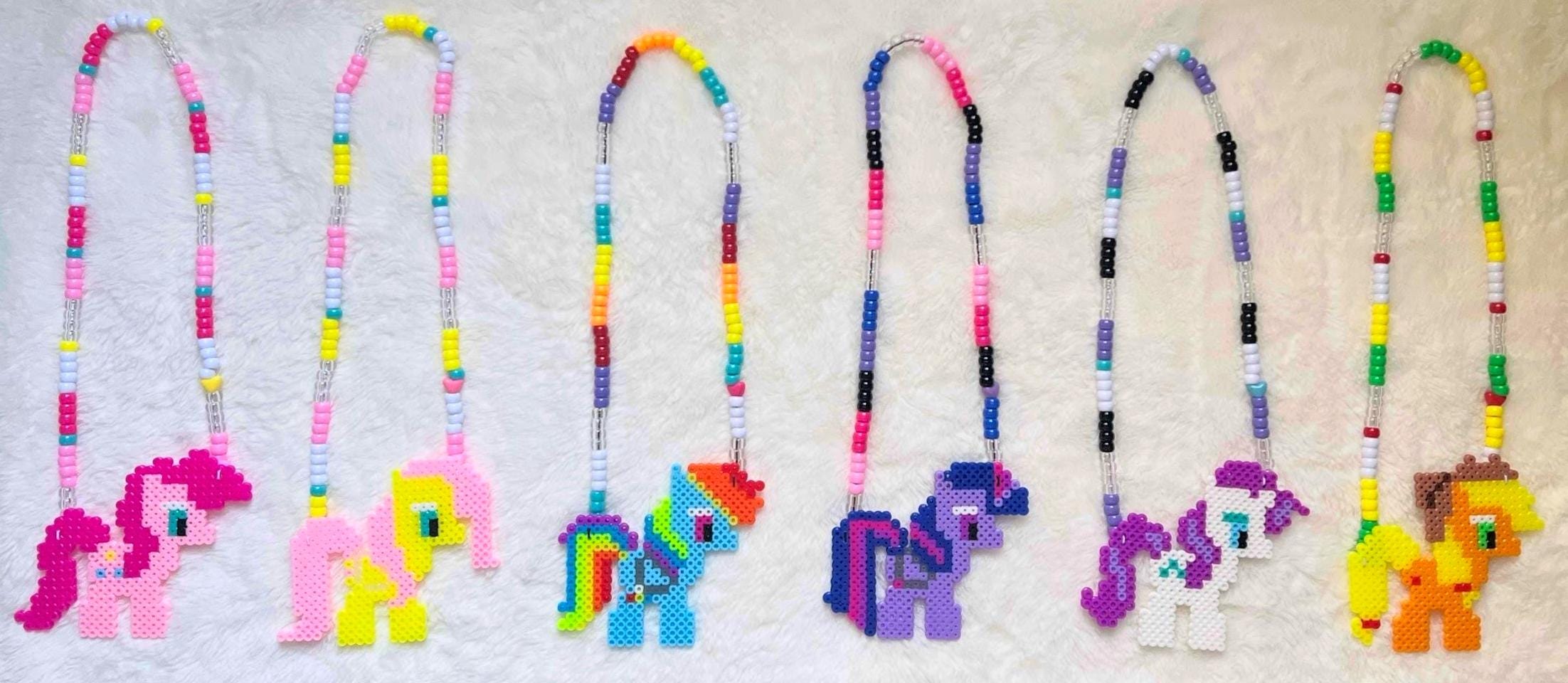 My Little Pony Perler Bead Necklace: Handmade Kandi MLP Charm - Etsy
