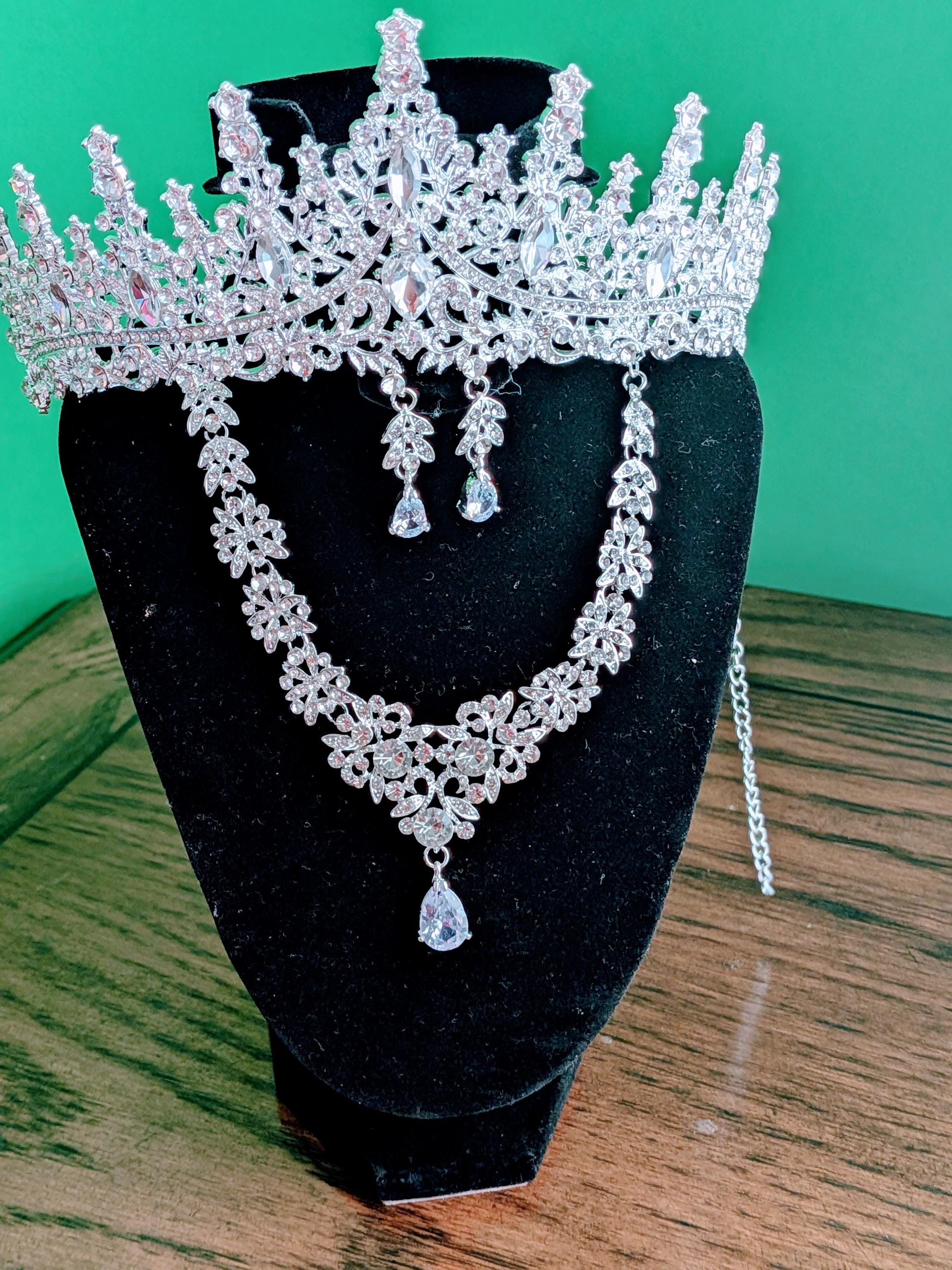 Teardrop Marquise Stone Accented Crown Tiara Wedding Party Bridal Tiara Wedding Tiara with Marquise Vine Design - Cassandra Lynne main image 2