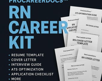 RN Resume Template Kit: Cover Letter, Interview Guide, Job Tracker (ATS-Friendly, Instant Download)
