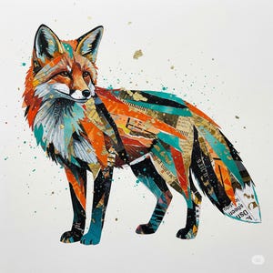 Modern Fox Collage Art Digital Print