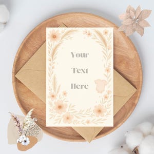 BABY SHOWER-uitnodiging MEISJE - uitnodiging babyshower boho - blush roze pampagras tekst gratis canva - digitale download babymeisje uitnodigen