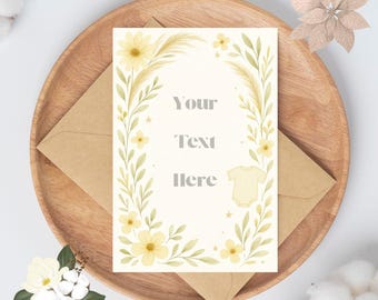 GENDER NEUTRALE BABY-Dusche-Einladung - Pampas Gelb einladen - Minimalistische digitale Einladung - Kein Text Canva - Baby Sprinkle einladen