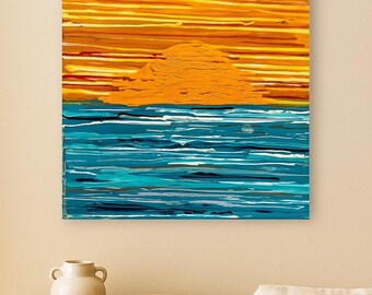 Póster vibrante de atardecer y amanecer