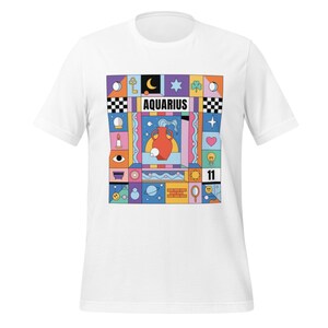 Buntes Wassermann T-Shirt – Sternzeichen Luftzeichen – Horoskop Geschenk – Astrologie Shirt – Unisex Zodiak Mode