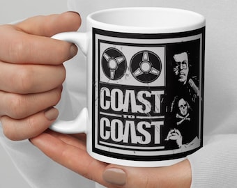 Art Bell, Coast to Coast AM - Distressed Vintage Retro C2C Fan Art White glossy mug