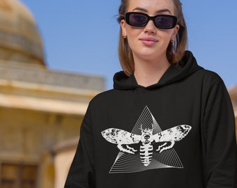 Goth, Deaths Head Moth, Pyramid, Geometric Pattern, Unisex Hoodie