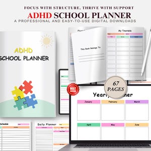 2025 Adhd Student Planner Printable, Study Planner Bundle, Adhd Study Planner, Academic Planner, College Planner, High School