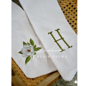 Embroidered Sash Magnolia & Initial-Wreath Sash-Spring