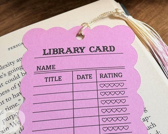 Library Card Bookmark | Reading Tracker Bookmark | Book Log Bookmark | Aesthetic Book Lover Gift
