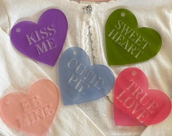 Valentine’s Day Acrylic Gift Tags – Personalized Valentine Candy Hearts