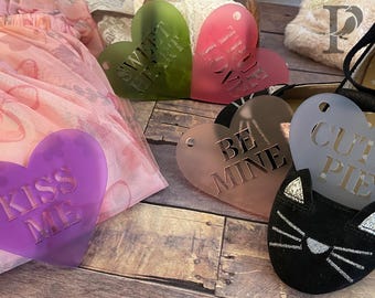 Valentine’s Day Acrylic Gift Tags – Personalized Valentine Candy Hearts