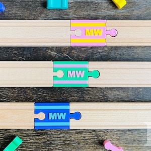 Custom Name Train Track for Brio, IKEA, Thomas | 3D Printed Connector | 2-Letter Initial | Wooden Railway Gift