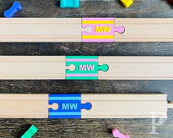 Custom Name Train Track for Brio, IKEA, Thomas | 3D Printed Connector | 2-Letter Initial | Wooden Railway Gift