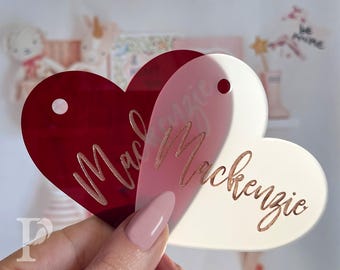 Valentine’s Day Acrylic Gift Tags – Personalized Valentine Party Favor | Bag Organizer | Bookmark | Holiday Tag | Lunchbox tag | Luggage Tag