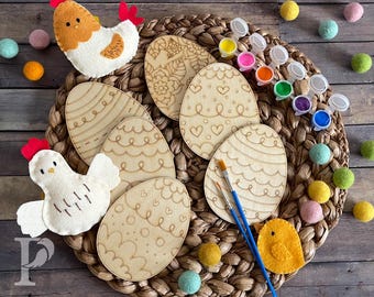 Easter Magic Paint Kit - Wooden Easter Eggs Craft Set for Kids | Wooden Painting Kit | Kids Easter Activity