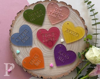 Valentine’s Day Acrylic Gift Tags – Valentine Candy Hearts