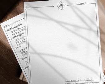 Printable Botanical Herbarium Journal | Herbarium Worksheet PDF | Pressed Flower Journal | Montessori Nature Study | Plant Identification