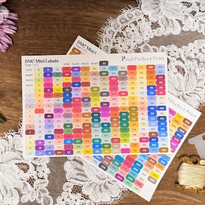 DMC Floss Number Stickers – Color-Coded | Fits Floss Drops & Bobbins - Mini Sticker