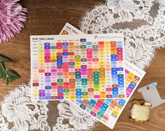 DMC Floss Number Stickers – Color-Coded | Fits Floss Drops & Bobbins - Mini Sticker