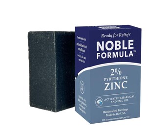 Noble Formula 2% Zinc Pyrithione Bar Soap with Activated Charcoal & Emu Oil, 3.25oz