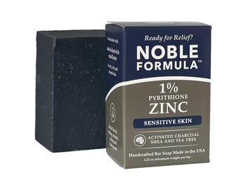 Noble Formula 1% Zinc Pyrithione Bar Soap with Activated Charcoal, Shea & Tea Tree, 3.25oz
