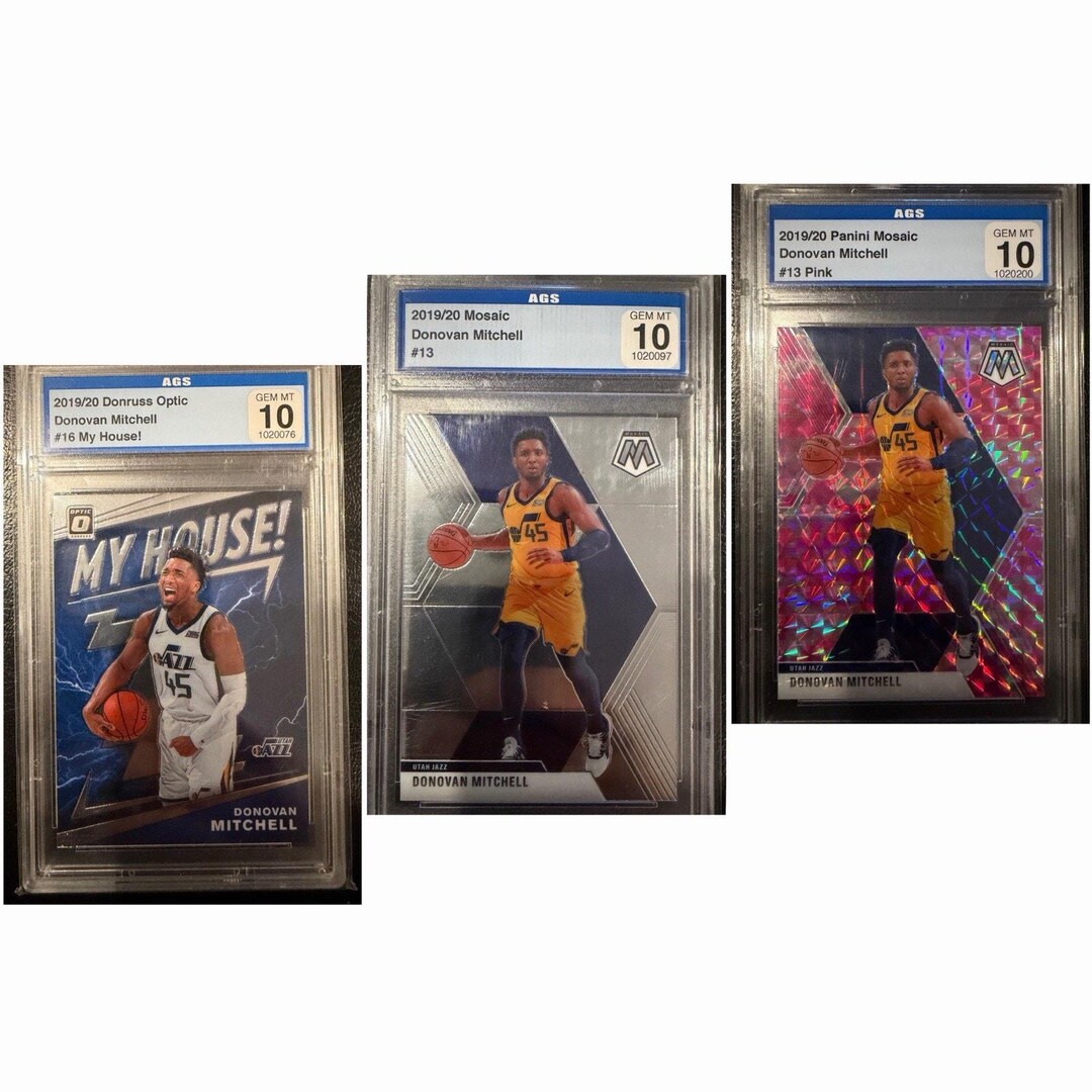 Donovan Mitchell 3 Card Graded Lot ASG Graded 10 Gem Mint Pink