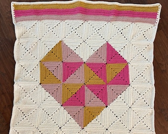 Manta de bebé corazón- patrón de crochet