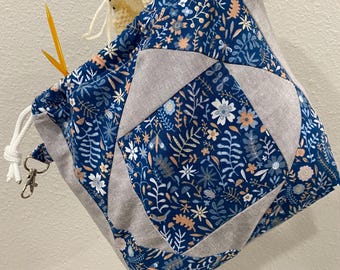 Bolsa para proyecto de tejido azul