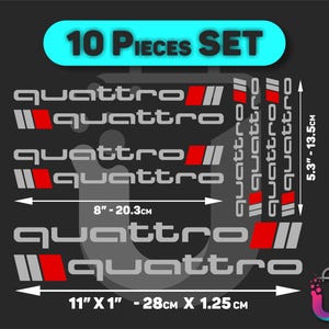 10x Quattro Vinyl Decal Set – S Line Sport Emblem Stickers in 5 Colors for Car Doors, Skirts, Hood, and More