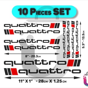 10x Audi Quattro Vinyl Decals – Sport S Line Emblem Stickers in 5 Colors for Car Side, Skirt, Hood, Door