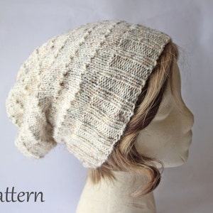 Knitting Pattern, Urban Slouch Knit Beanie Hat Pattern, Slouchy Hat Pattern, Beanie Pattern, Slouchy Beanie Pattern, Hand Knit Hat Pattern