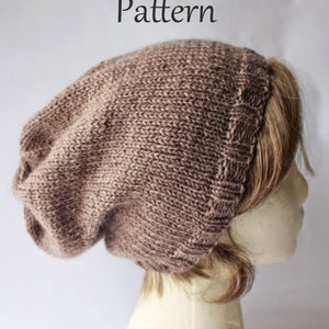 Simply Slouchy Hat Knitting Pattern, Knit Beanie Pattern, Slouchy Hipster Hat Knitting Pattern