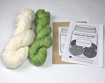 Kit de teinture pour le fil pomme verte, teindre votre propre laine, fil teint à la main, teinture en pot de cornichon, kit de teinture pour fibres protéinées, teinture maison